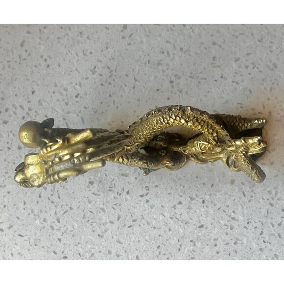 Brass Dragon Figurine Sculpture 4” x 2.5” T - Picture 6 of 11